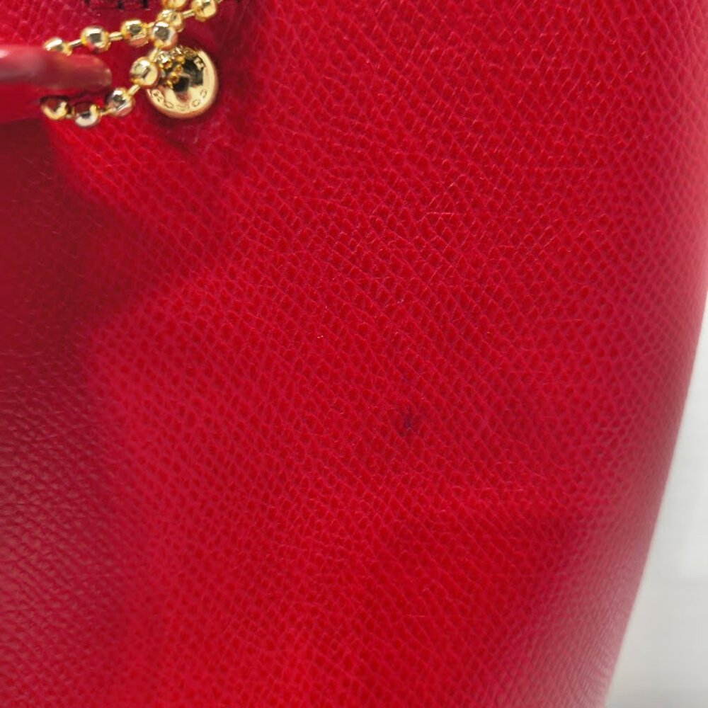 Coach Leather City Tote Bag Red City Zip Carry All Cross Grain Please Read - Picture 14 of 14